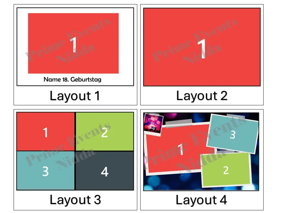 Hier zu sehen sind Layouts 1-4